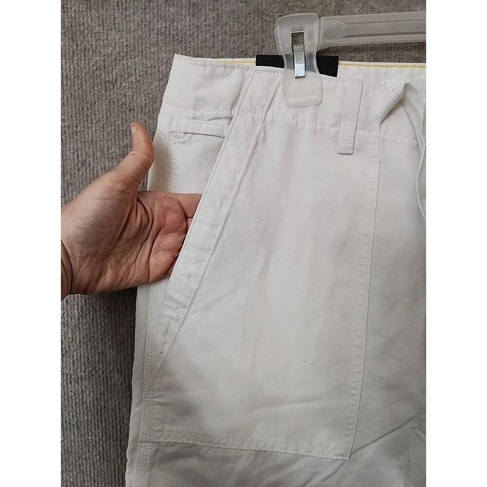 Banana Republic Dockside Pants Mens 35 Cream Linen Blend Beach Vacation NEW